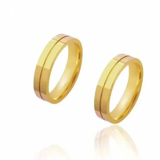Aliança Ouro 18K Friso Central 5mm