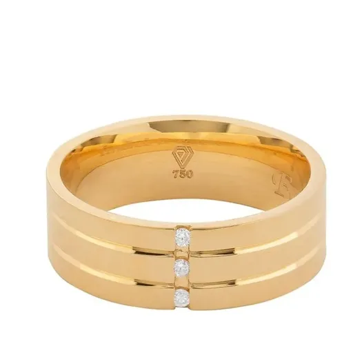 Aliança Ouro 18K Trabalhada 6mm